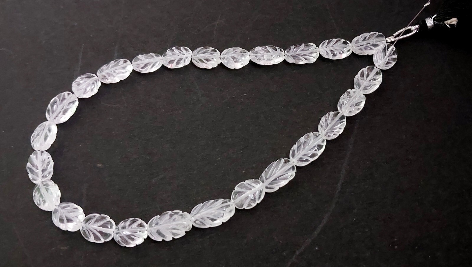 1 Strand Natural Crystal Quartz Oval Leaf Carved 8×10-9x14mm Beads 12″inch