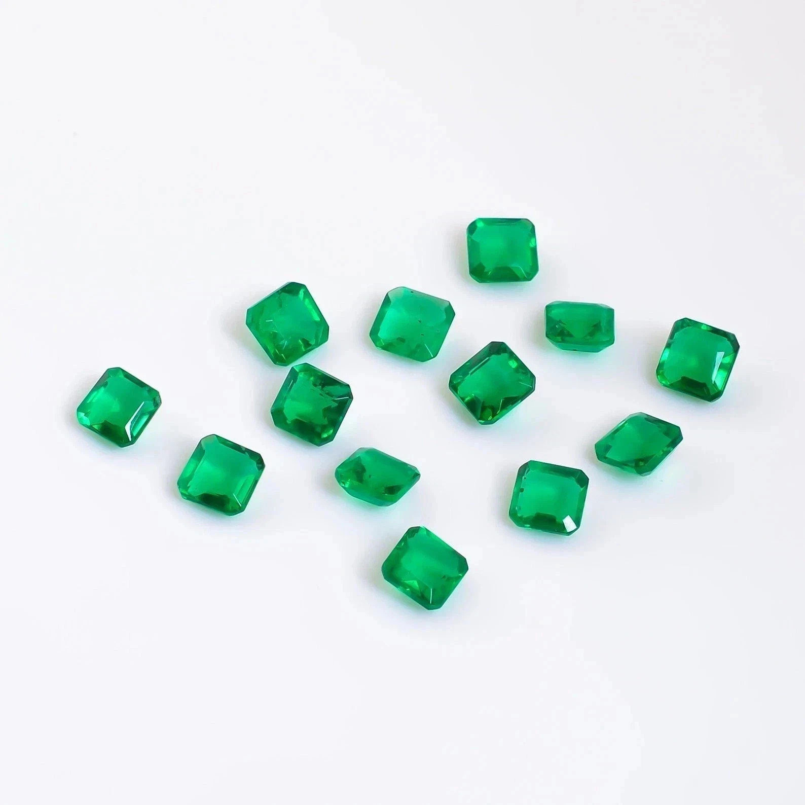 22 Pcs 6 mm Natural Emerald Colombian Asscher Cut Faceted Loose Gemstone LOT