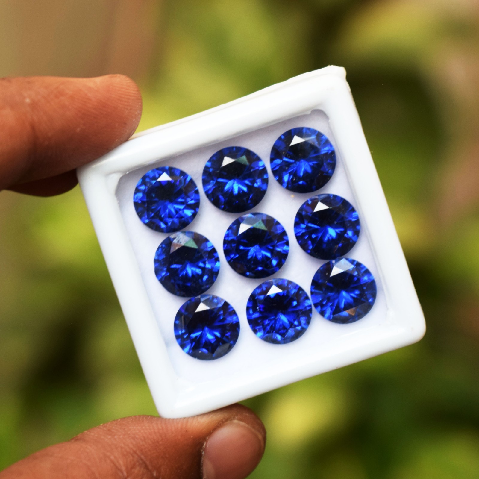 40 CT Flawless Royal Blue Sapphire Round Cut Certified Loose Gemstone 9 Pcs Lot