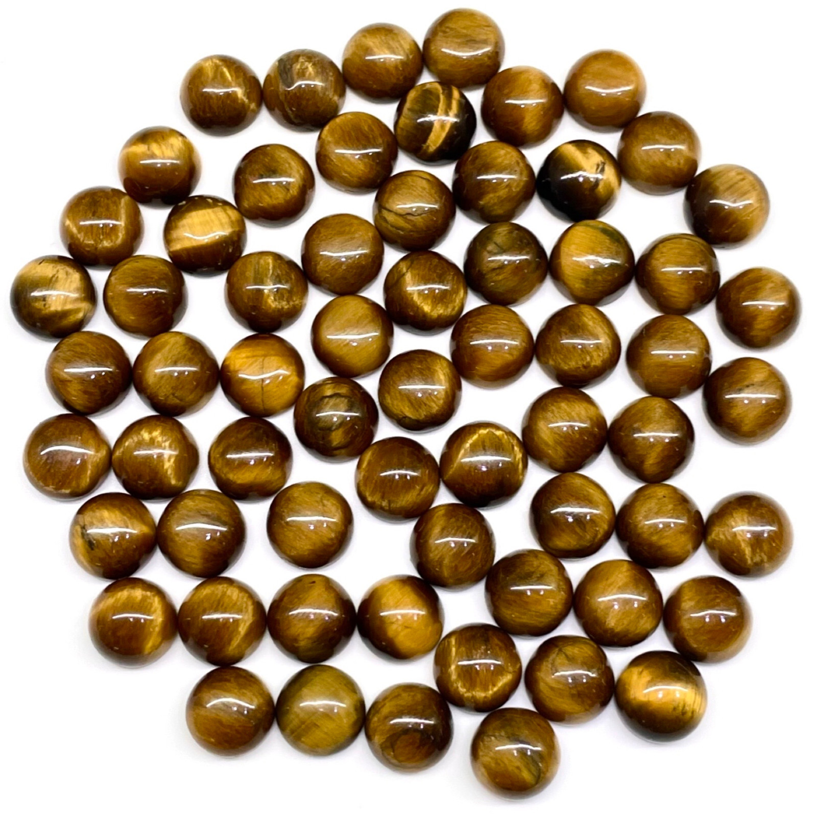 42 Pcs Natural Tiger Eye 10mm Round Cabochon Wholesale Loose Gemstones Lot