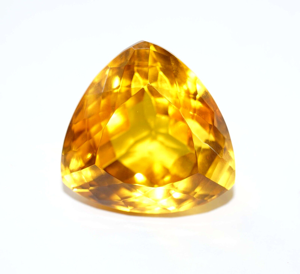 Certified Natural 123.75 Ct Trillion Cut Yellow Citrine Brazilian Loose Gemstone