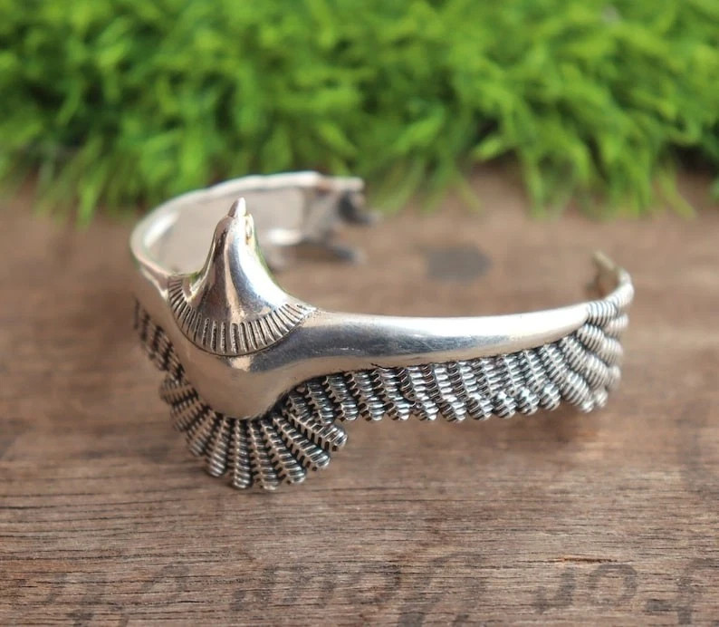 Eagle 925 Sterling Silver Handmade Jewelry Cuff Bracelet Adjustable”