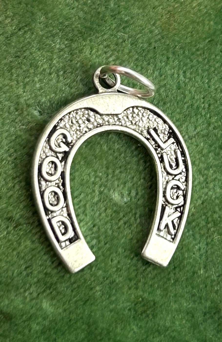 Horseshoe Lucky Charm Good Luck Charm Pendant Antiqued Silver Plated Jewelry