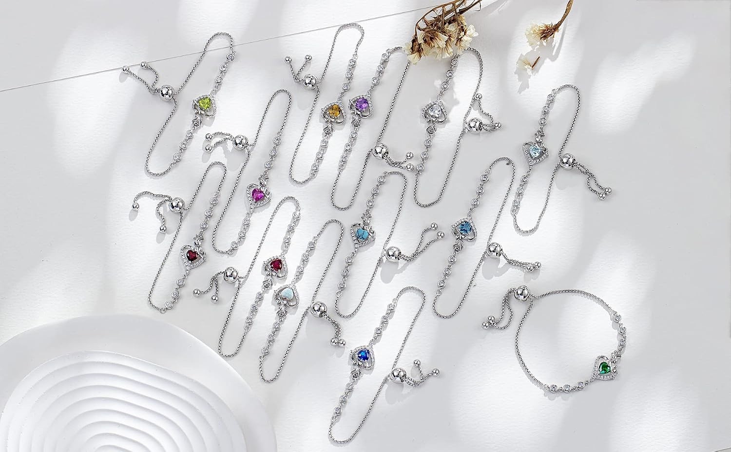 Rosy Reverie Birthstone Bracelet for Women Sterling Silver Genuine or Created…