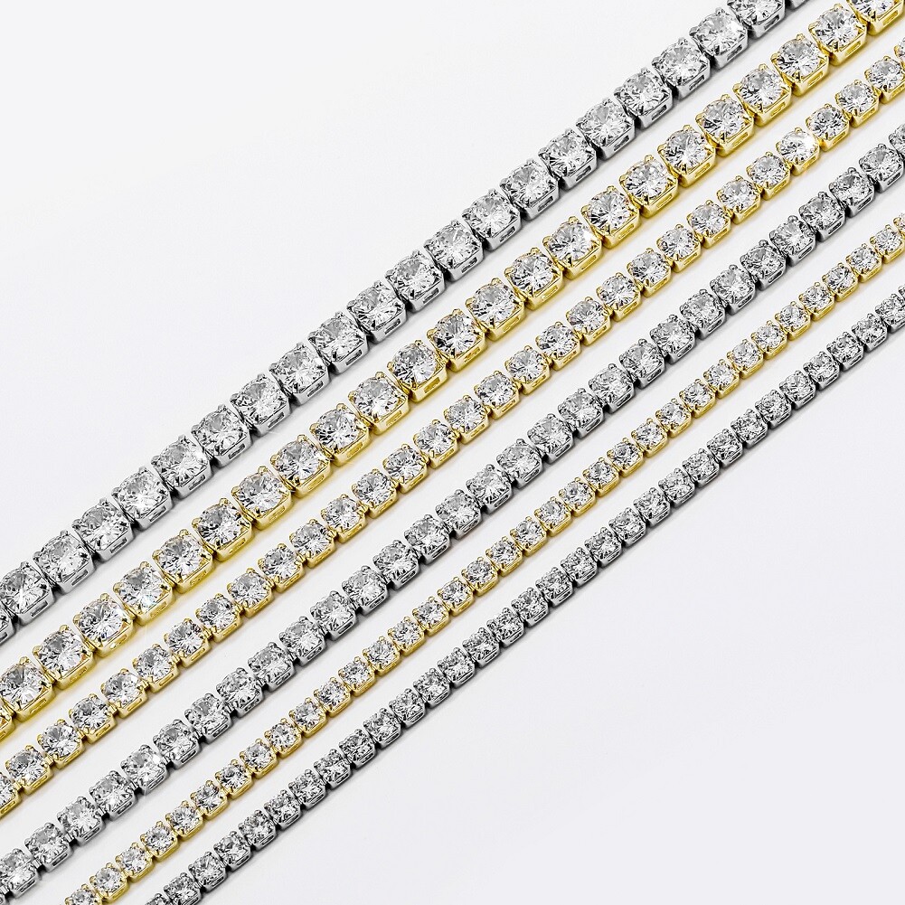 16″-24″ Mens Full Zircon TopBling Tennis Chain Gold Necklaces Hip Hop Jewelry