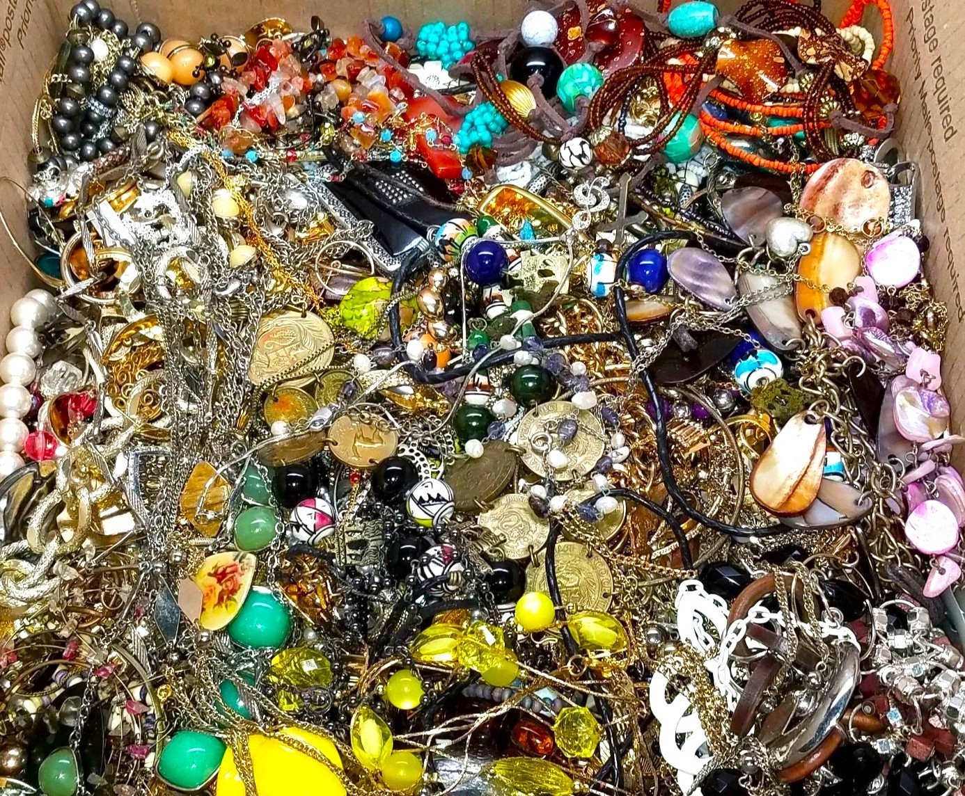 Over 3 Lbs Unsearched Jewelry Lot Vintage & Modern Junk & Resell Tangled FUN