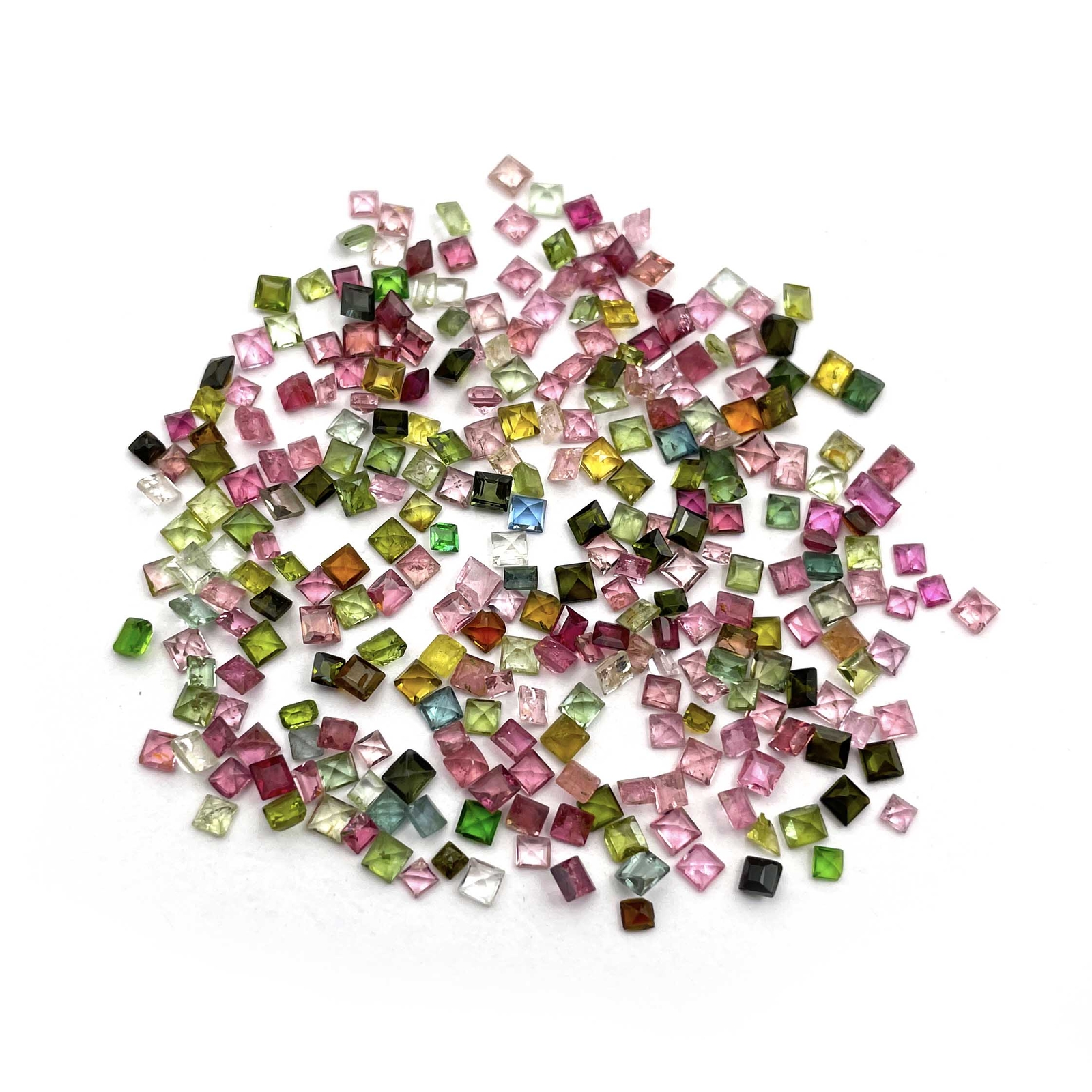 Natural Multi Tourmaline Square Cut Loose Gemstone Crafts 60 Pcs 2-3 mm 5 CT