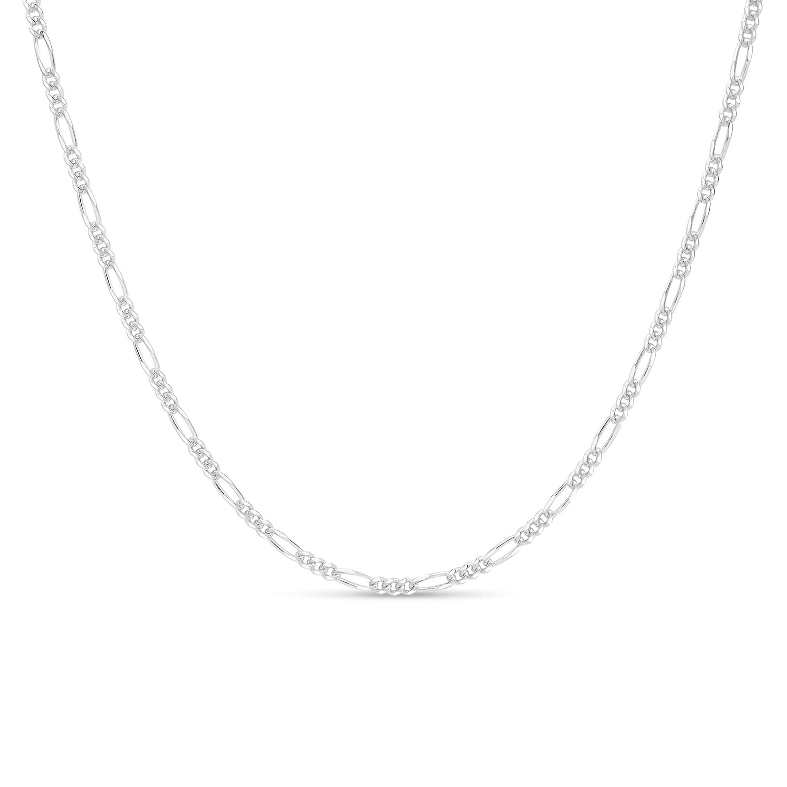 KEZEF 925 Sterling Silver Figaro Chain Necklace for Men & Women, 3mm Italian-…