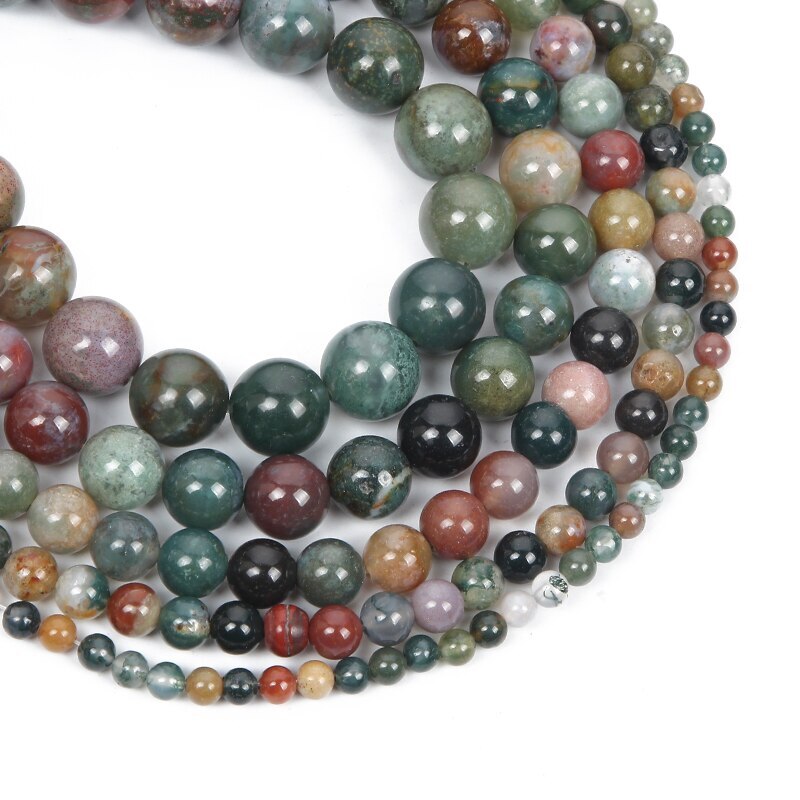 Smooth Natural Indian Agate Stone Beads Round Loose Spacer Beads Jewelry Making