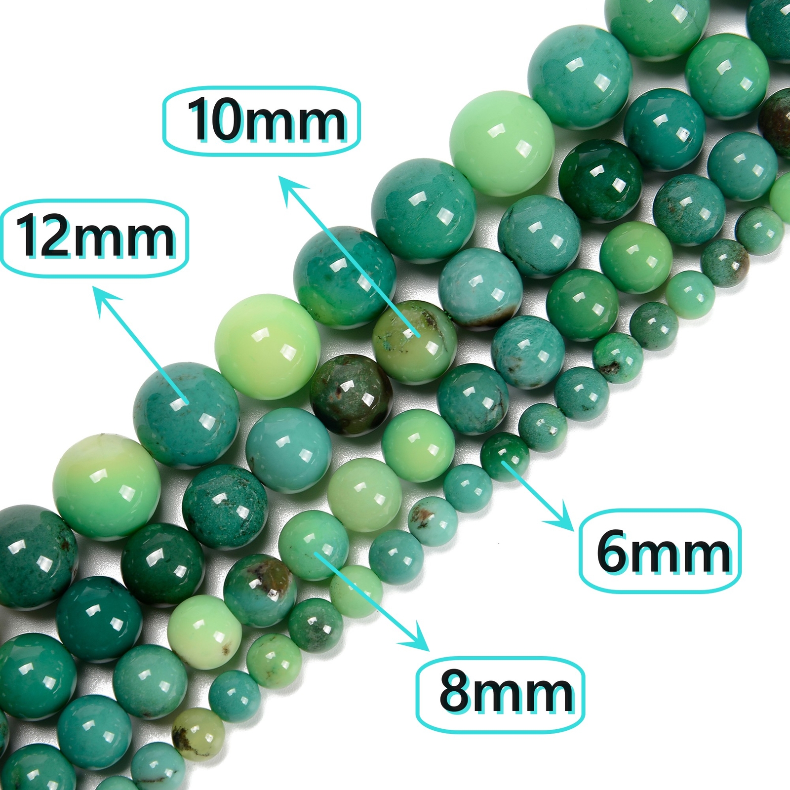 Natural Chrysoprase Smooth Round Beads 4mm 6mm 8mm 10mm 12mm 15.5″ Strand