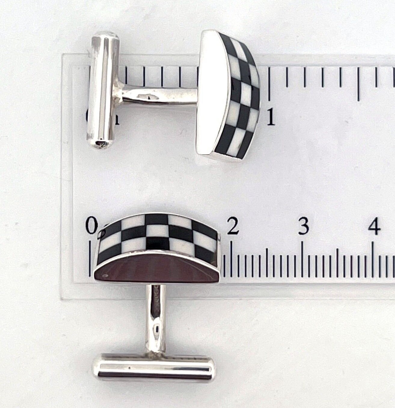Rectangular Checkered Cufflinks Sterling Silver 925 Hallmarked By