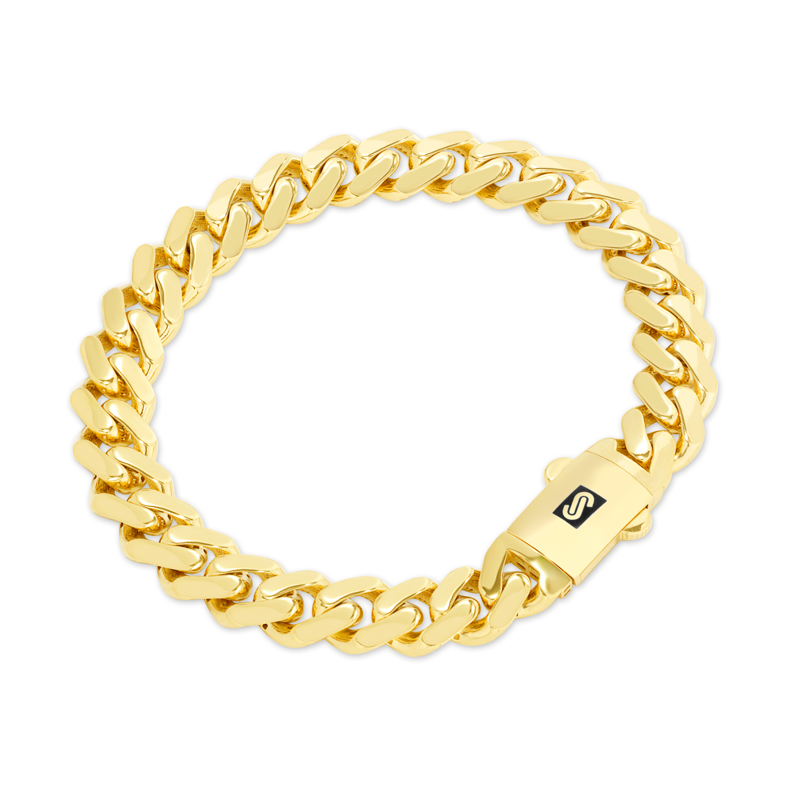 10K Yellow Gold Miami Cuban 9mm Royal Monaco Chain Bracelet 7″ 7.5″ 8″ 8.5″ 9″
