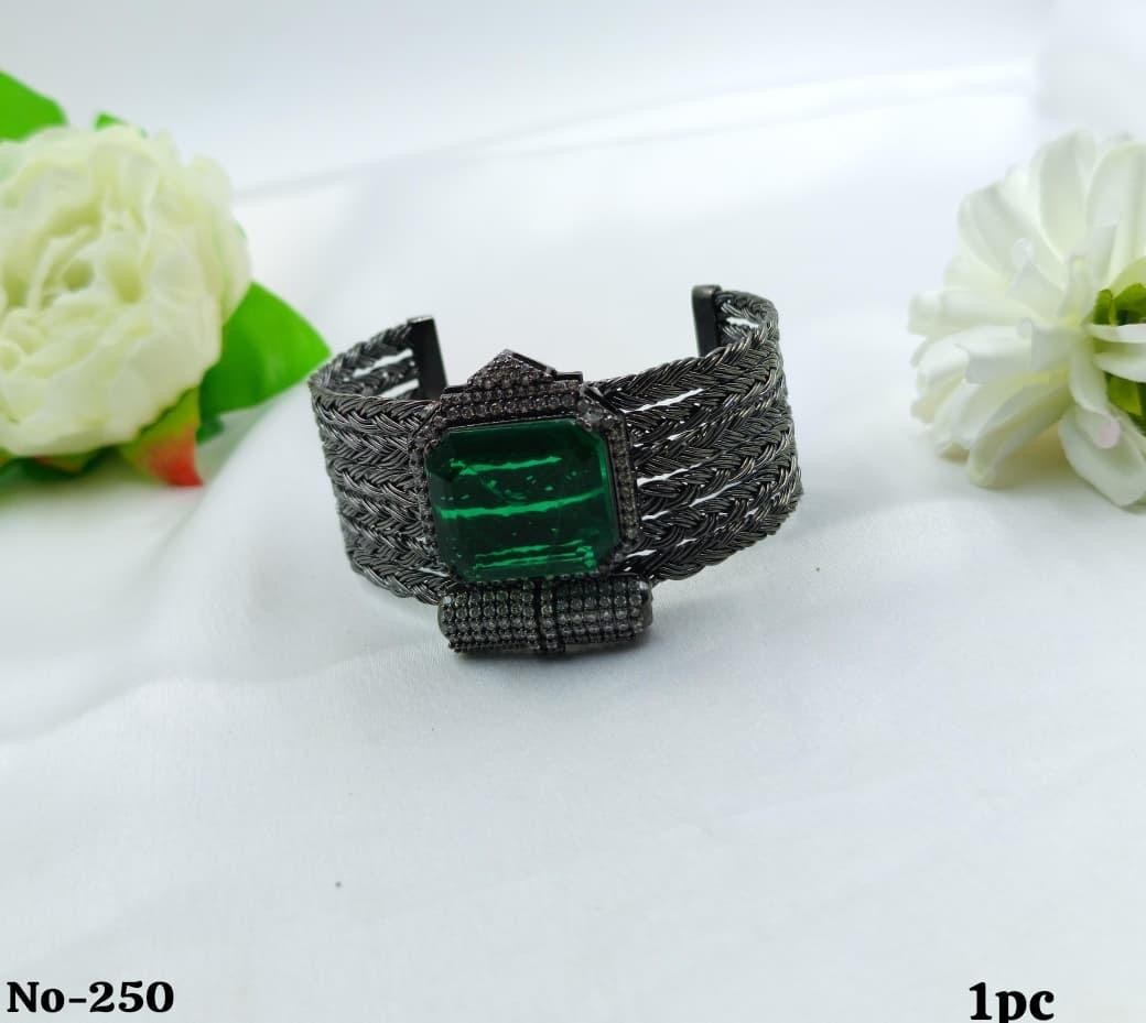 Green Gemstone Bracelet, Braided Cuff Bracelet, Emerald Glass Stone Wrist Cuff