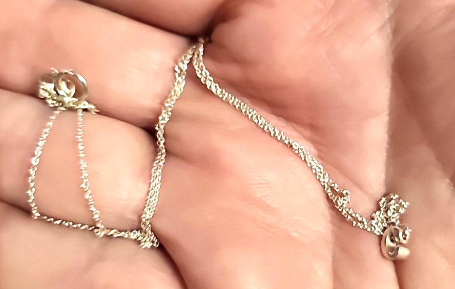 sterling silver 925 necklace chain c pendant 17 inches minimalist