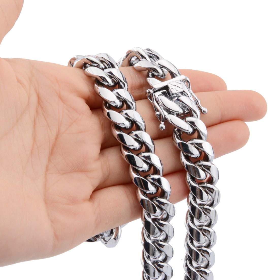 6-22mm Mens Hip Hop Stainless Steel Miami Cuban Link Chain Necklace Silver Color