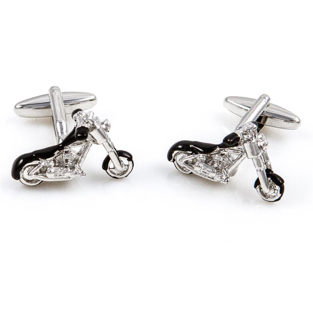 Motorcycle Chopper Pair Cufflinks Wedding Dad Fancy Gift Box & Polishing Cloth