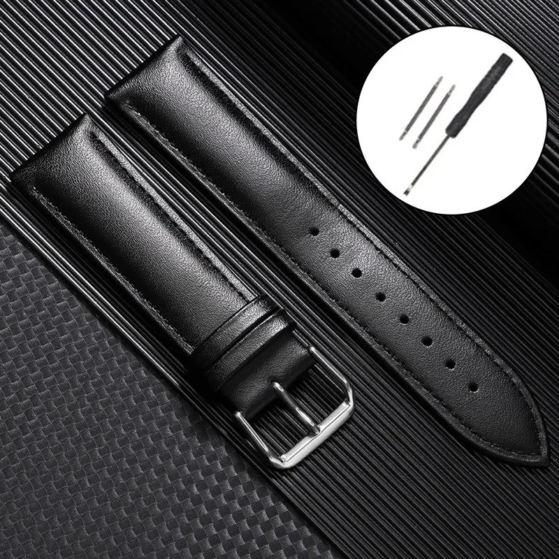 16mm 18mm 20mm 22mm 24mm Genuine Leather Wristband Watch Strap Band Bracelet