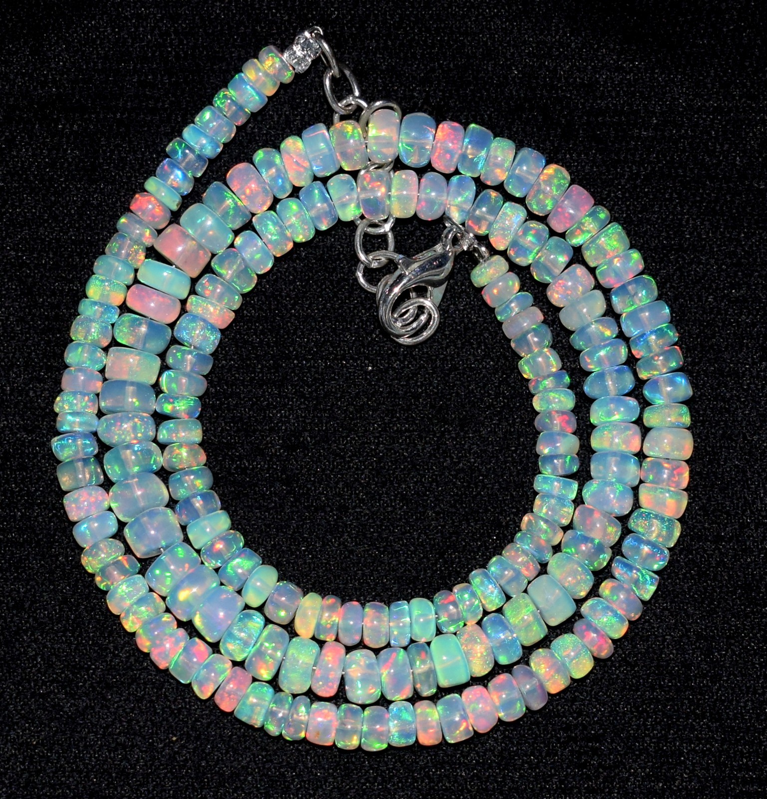 16″ Natural Ethiopian Welo Fire Opal Necklace – Genuine Opal Gemstone Beads