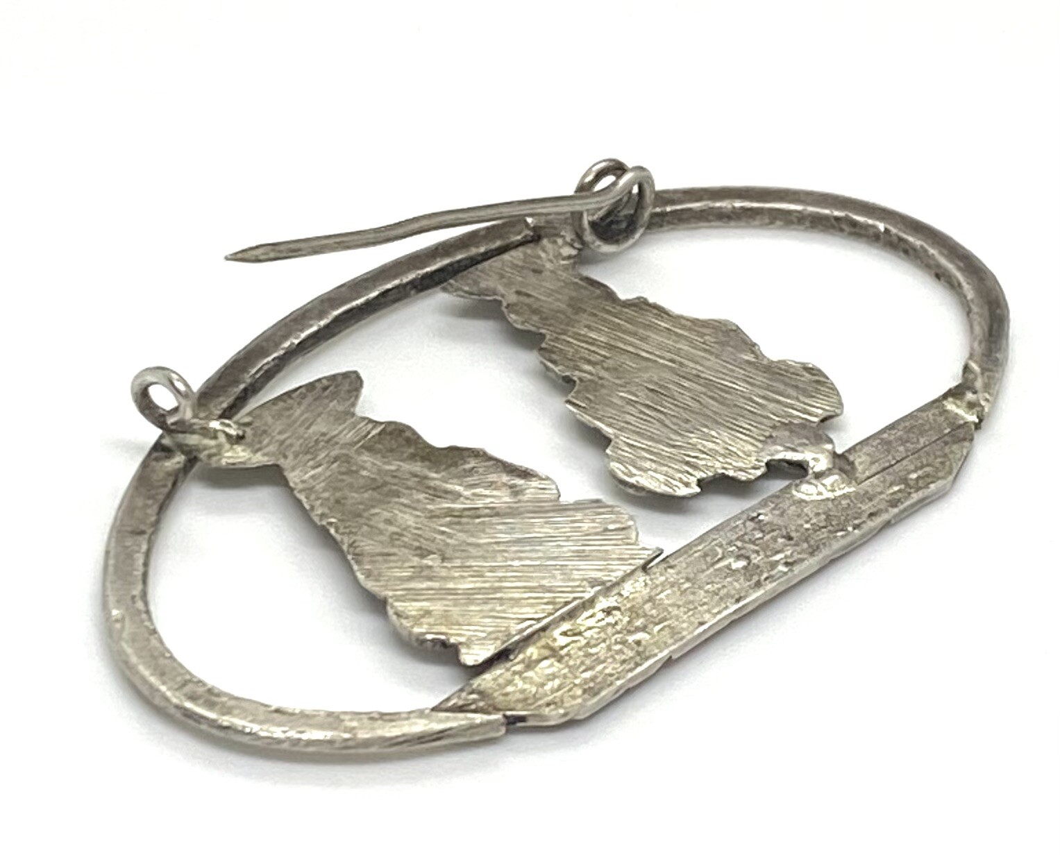 Vintage Mexico Sterling Silver Hand Crafted Villagers Pin Brooch 2.1/8” 6.80g