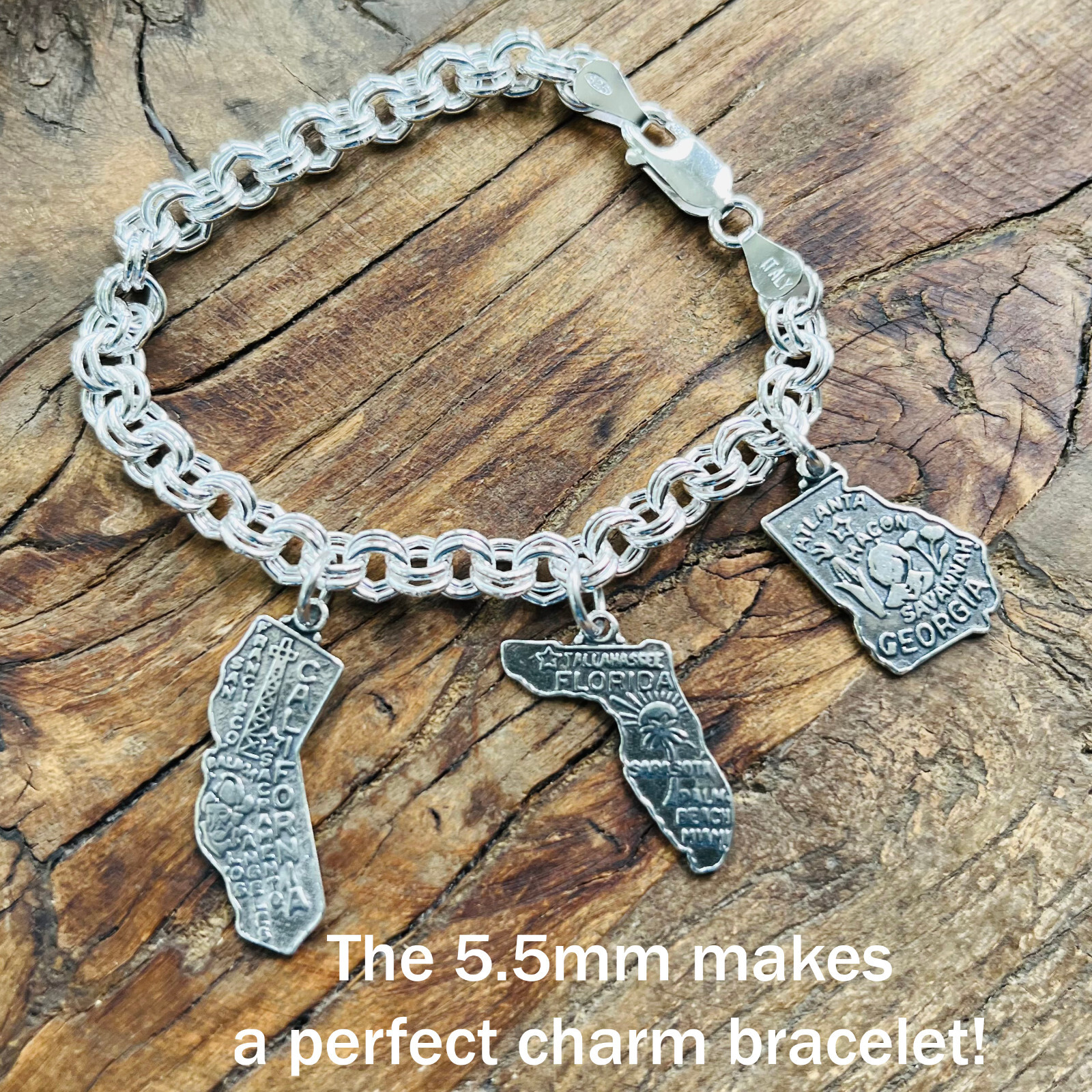 Real Solid 925 Sterling Silver Double Rolo Chain Necklace Made in Italy