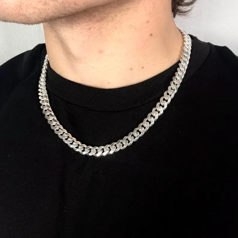 925 Sterling Silver Miami Cuban Link Chain Mens Necklace Bracelet 12.5mm Wide