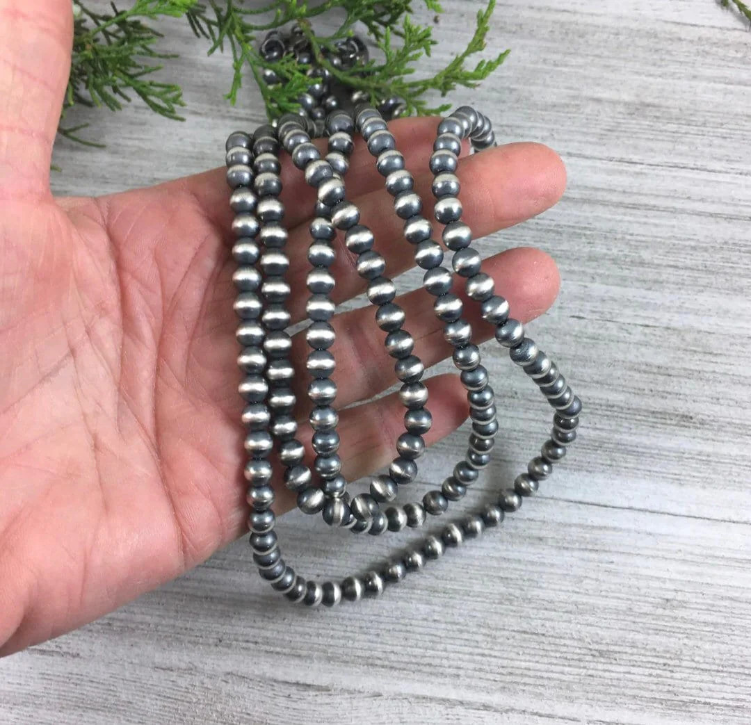 6mm Sterling Silver Bead, Necklace, Oxidized Sterling Silver, Classic Western J