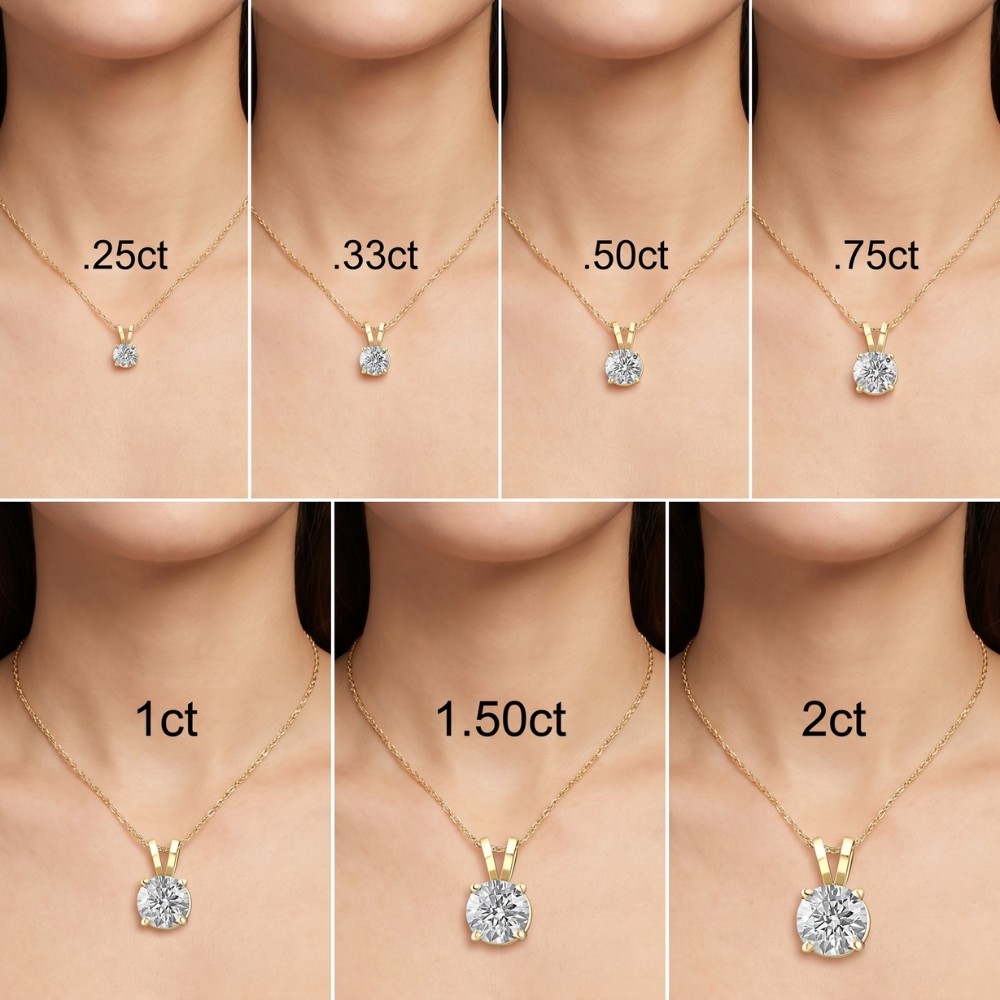 1/4 – 2 Ct T.W. Natural Diamond Solitaire Pendant in 14k White or Yellow Gold