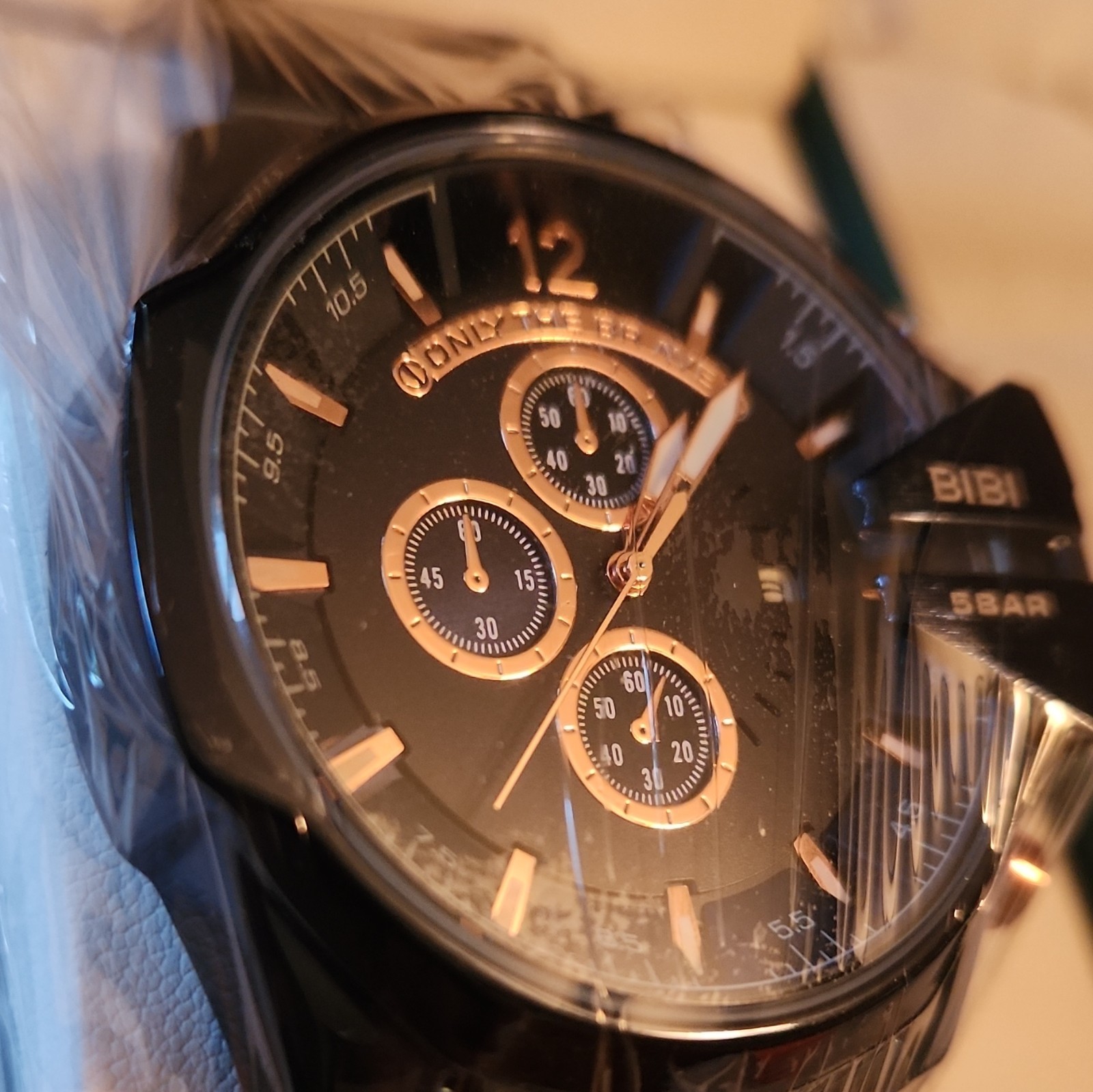 BIBI Luxury Watch Quartz Black Dial Black Rubber Strap 50m w/ Box/Manual