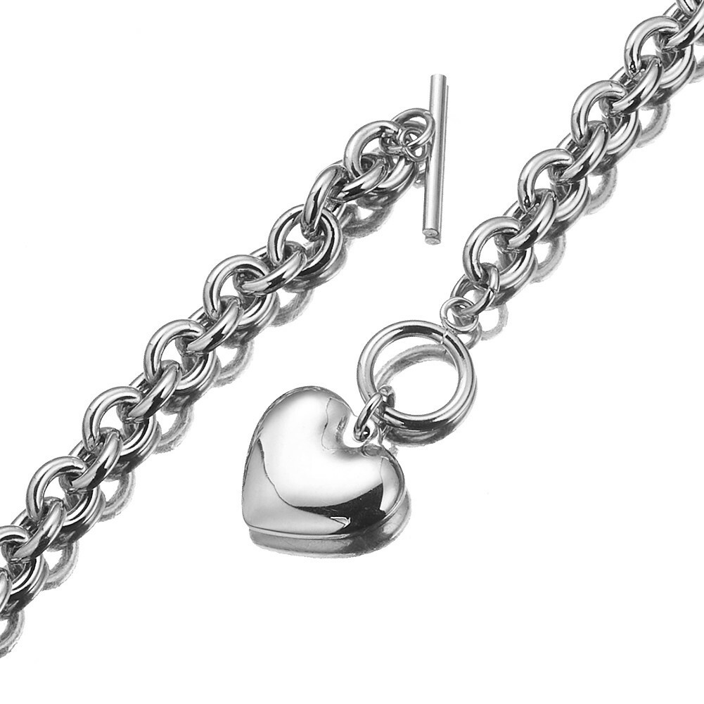 7″-40″ Silver/Gold Women Heart Choker Necklace 316L stainless steel Rolo Chain