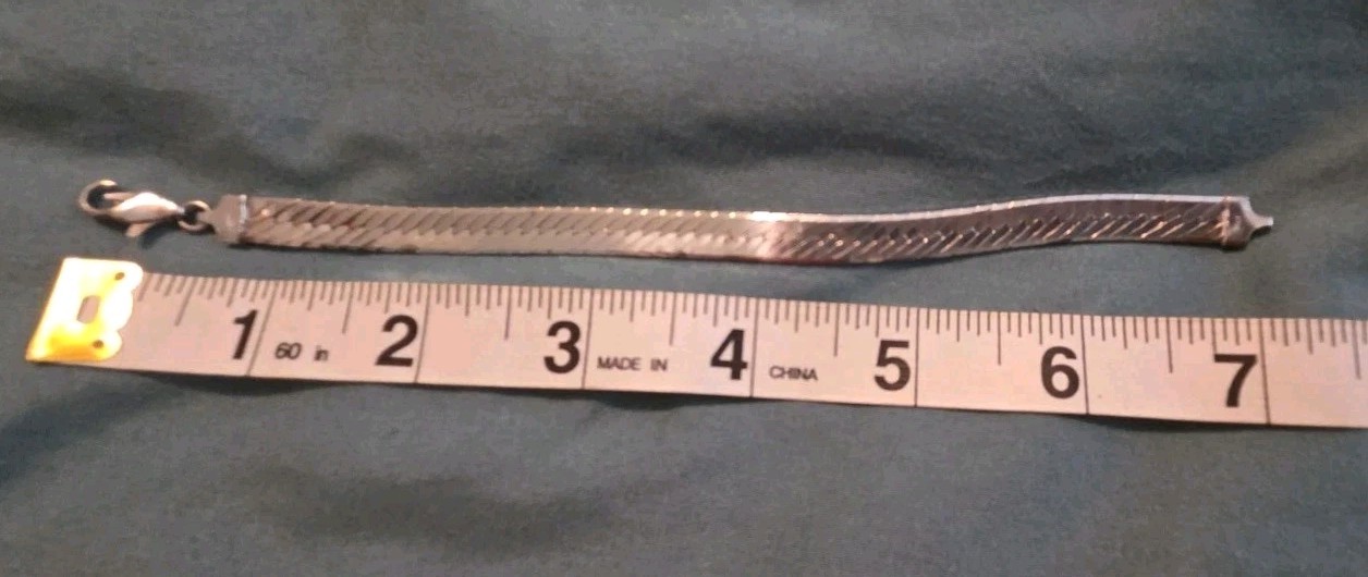 Vintage Italy Sterling Silver Wide Herringbone Bracelet