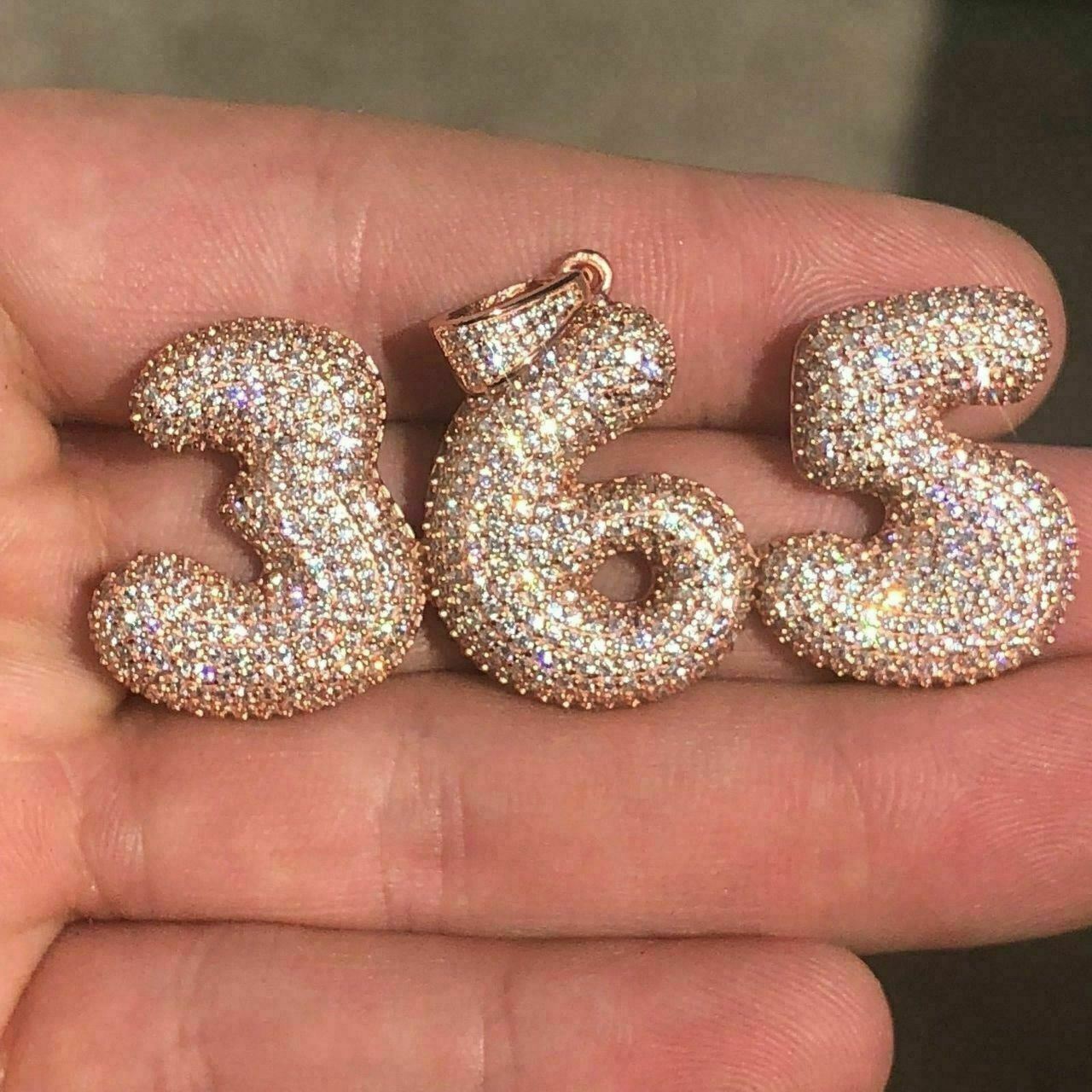 SOLID 925 SILVER Custom Bubble Letter Name Pendant CZ Real ICY Rapper Piece