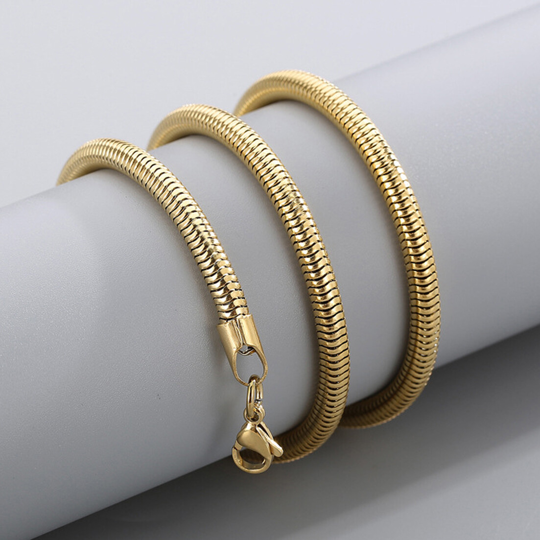 2.5/3/4/5/6mm 316L Stainless Steel Men Women Round Snake Chain Necklace20″22″24″