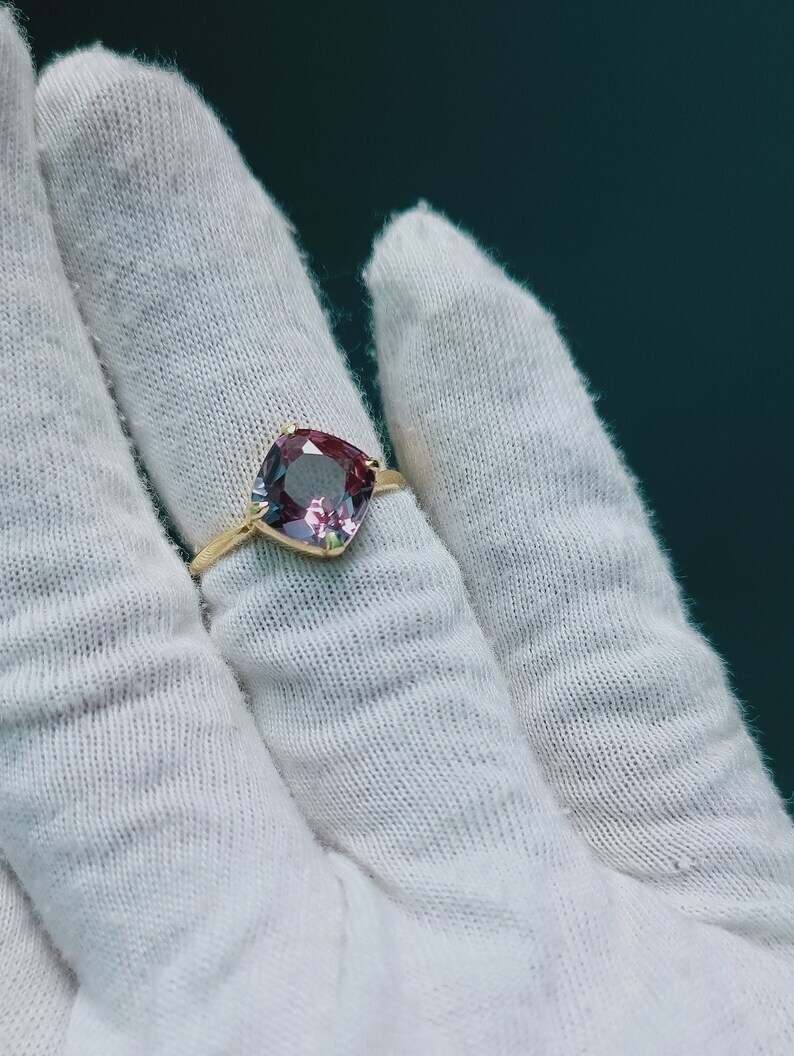 Alexandrite Ring, 925 Sterling Silver Ring, Lab Color Change Alexandrite Ring