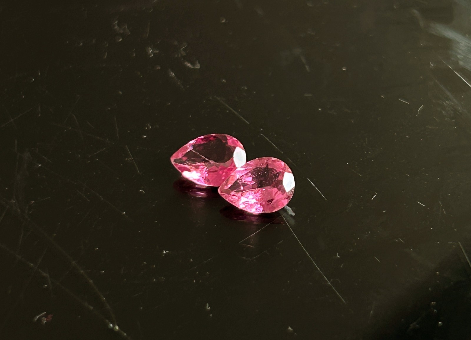 Natural Pink Tourmaline Pear shape Matching Pair 7×5 mm fine gemstones