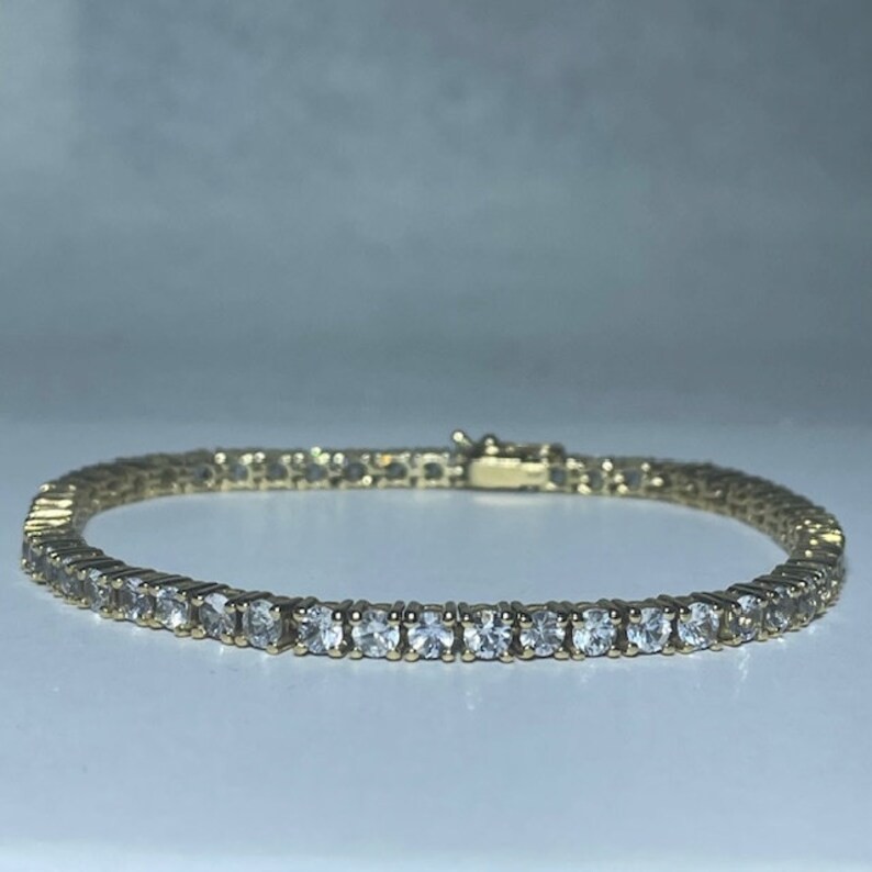7′ Inch Long Tennis Wedding Bracelet Solid 14K Yellow Gold 6 CT Round Cut VVS1