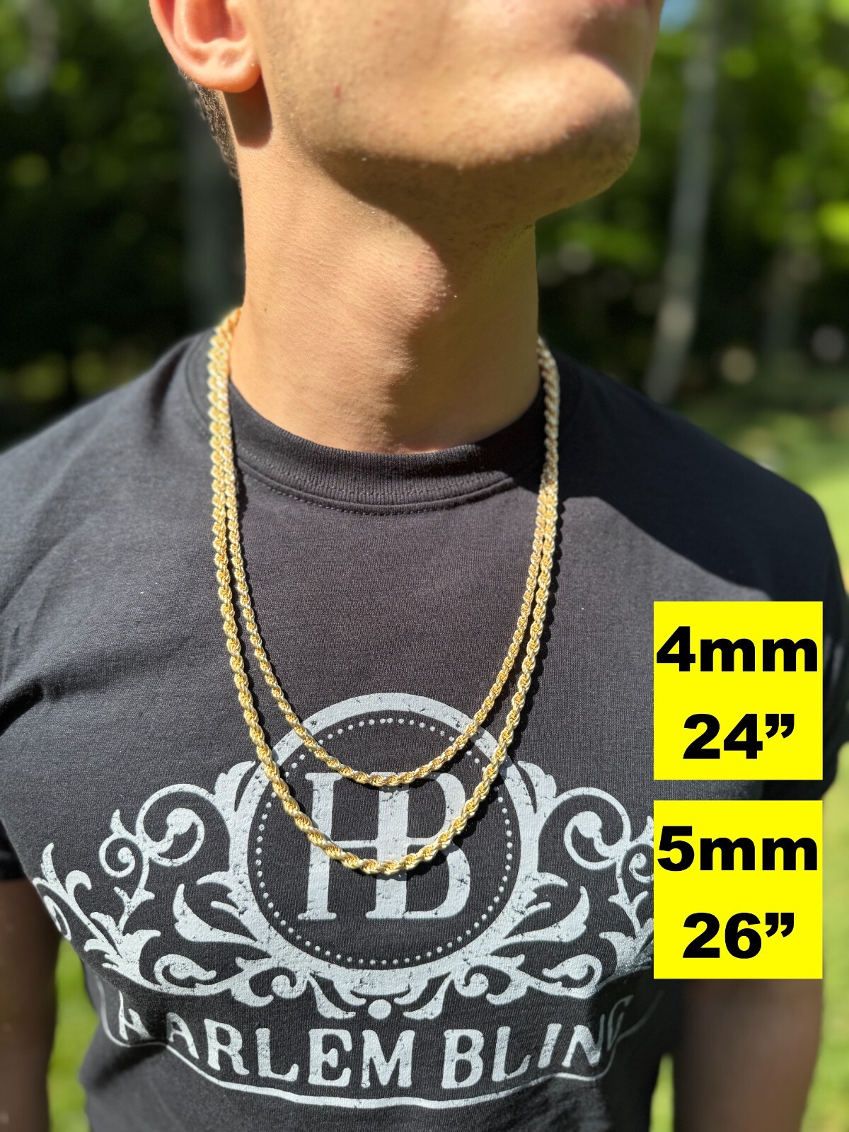 Men’s Women’s Real 14k Gold Plated Solid 925 Sterling Silver Rope Chain 1.5-5mm