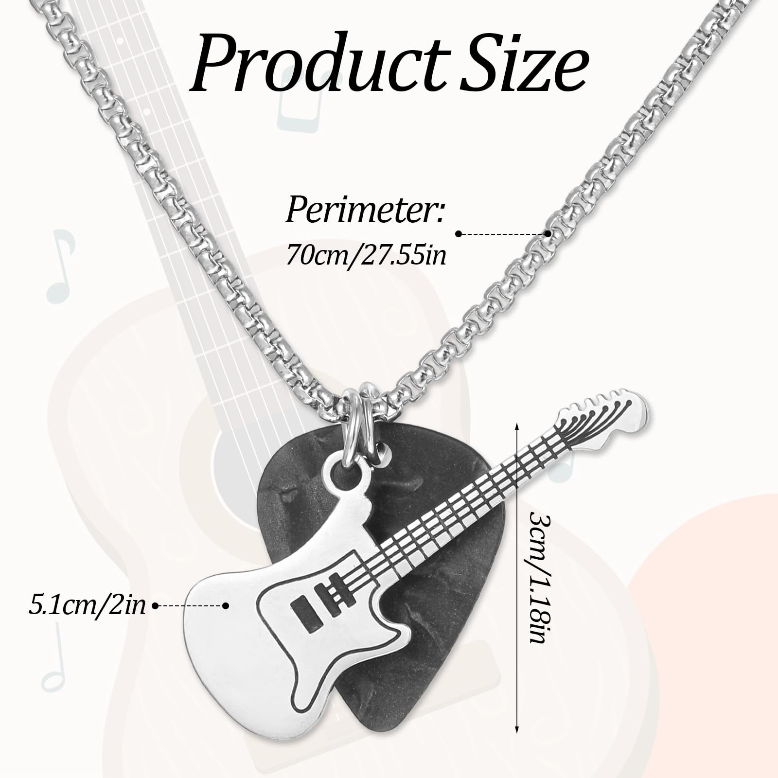 Guitar Pick Necklace, Music Silver Necklaces, Guitar Necklace for Men , Music…