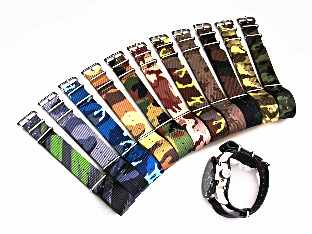 NATO G10 ® Ballistic CAMO nylon watch band Military strap RAF stitched IW SUISSE