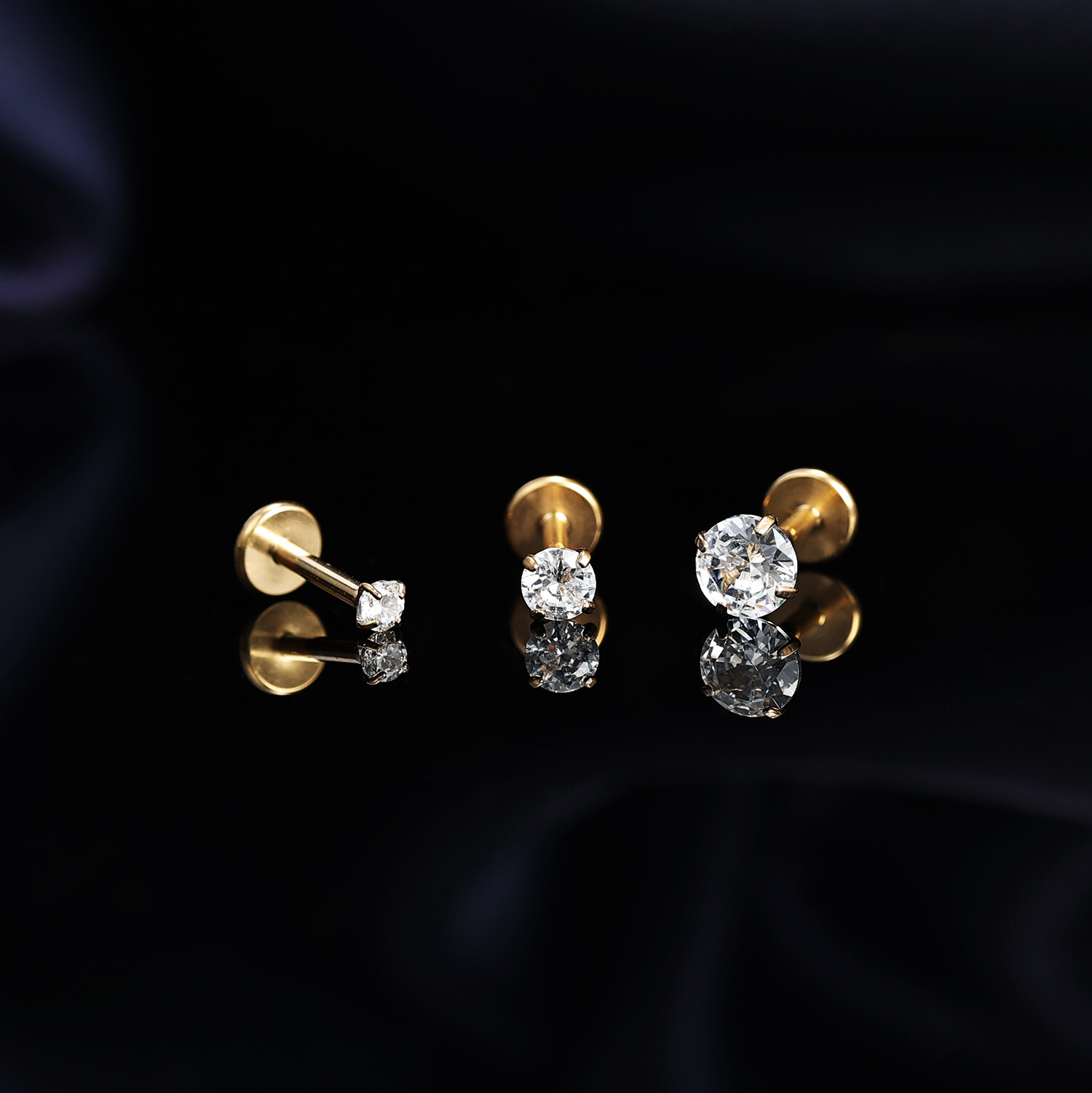 16G/18G/20G Titanium Lip Studs CZ Cartilage Earring Push in Labret Lip Piercing