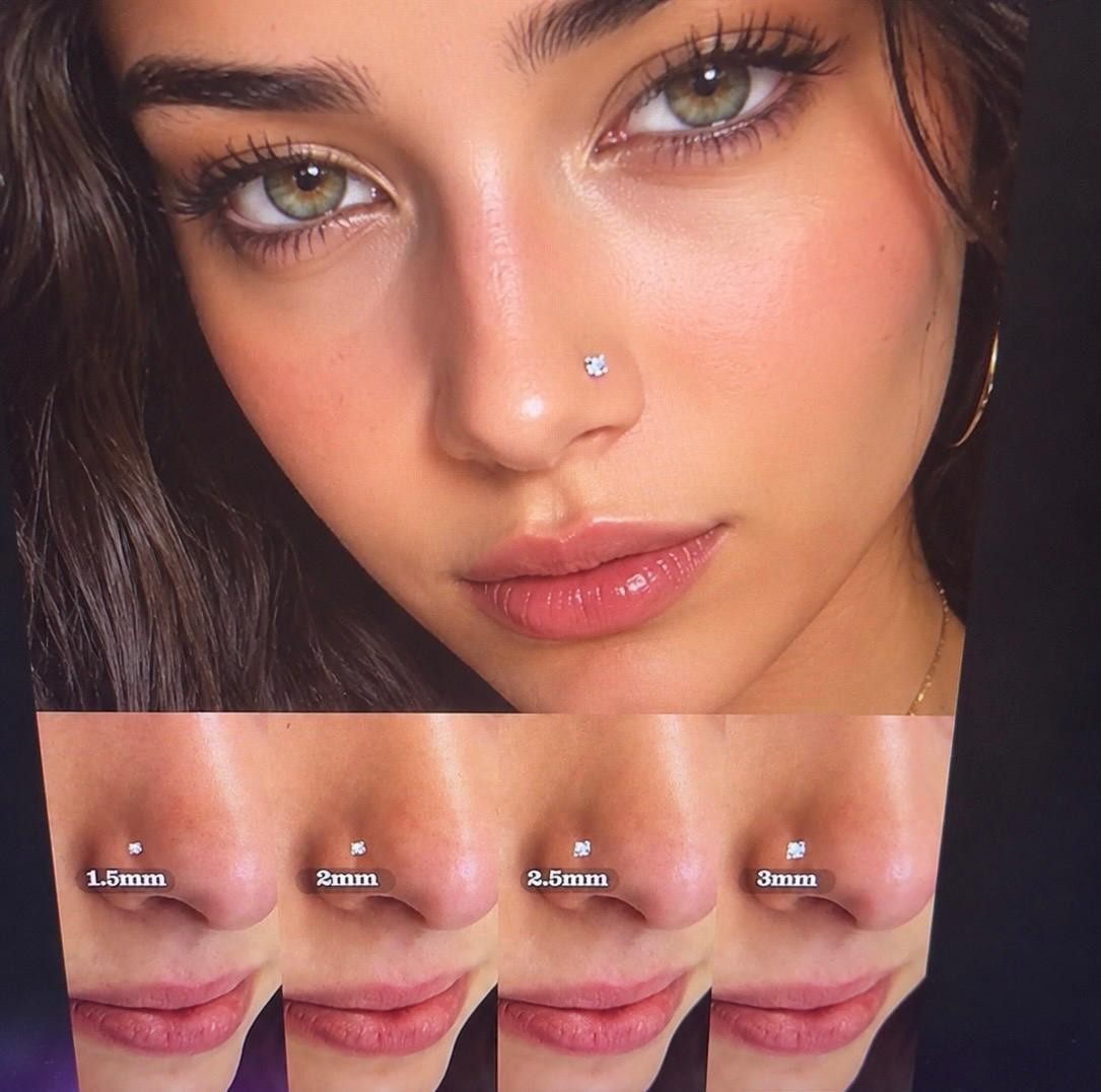 Moissanite Titanium Nose Stud Corkscrew shape 18 Gauge comes with GRA CRD