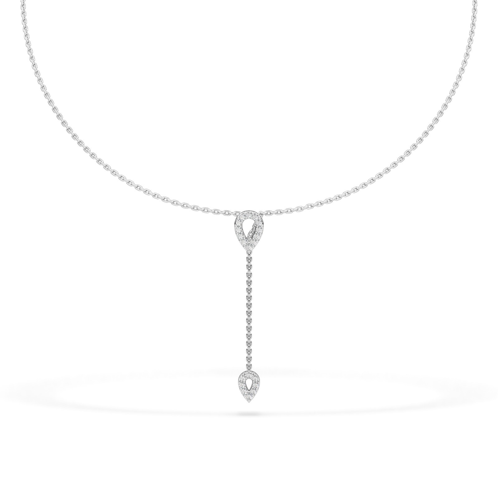 Modern Pear Shape Natural or Lab Grown Diamond Y Drop Necklace 10K 14K 18K Gold