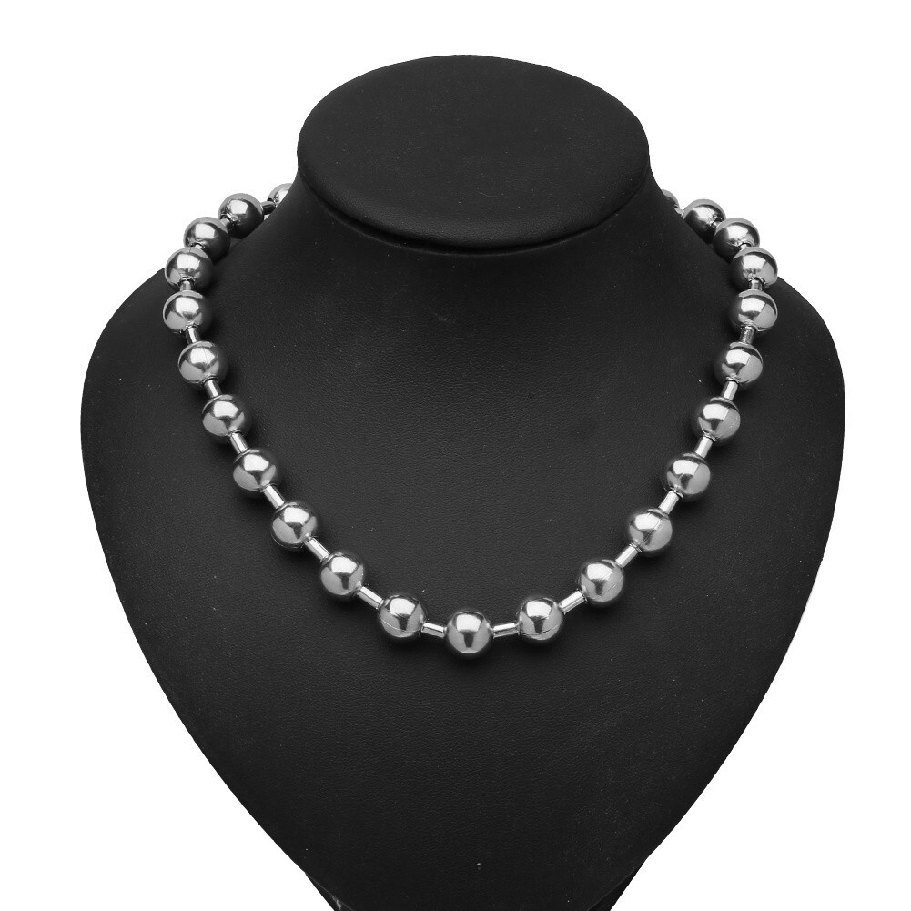 6/8/10/12mm Men’s 316L Stainless Steel Ball Beads Chain Necklace 16inch-40inch
