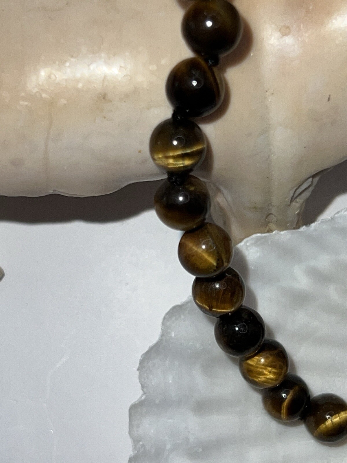 Vintage 10k Yellow Gold Graduated Tigers Eye Bead Necklace 16 Inch 42g Clasp
