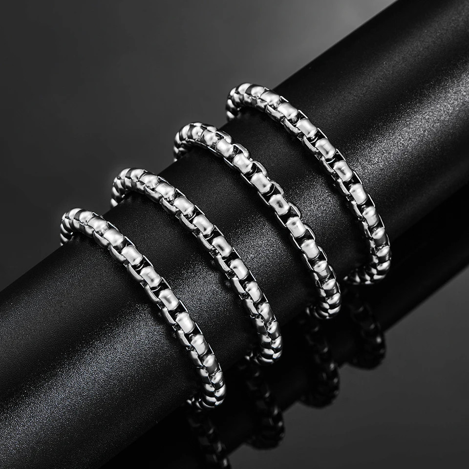 Stainless Steel Curb Chain Necklace 2-6mm Classic 14-40 Inch Long Men Jewelry