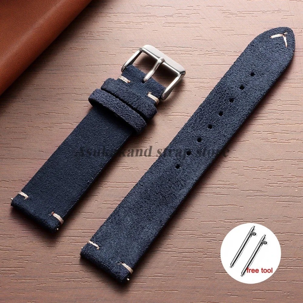 18 19 20 21 22 MM Soft Suede Leather Vintage Strap Watch Band Quick Release