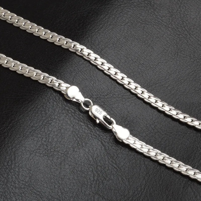 New 925 Sterling Solid Silver Chain Necklace Jewelry for Women & Men Fashion