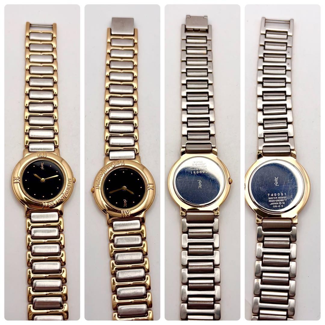 Yves Saint Laurent Boys Quartz Watch Black Dial Gold Combination Japan 0713150