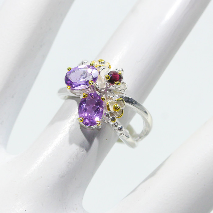 One of a kind Not Enhanced Natural Amethyst Silver 925 Sterling Ring/RVS86