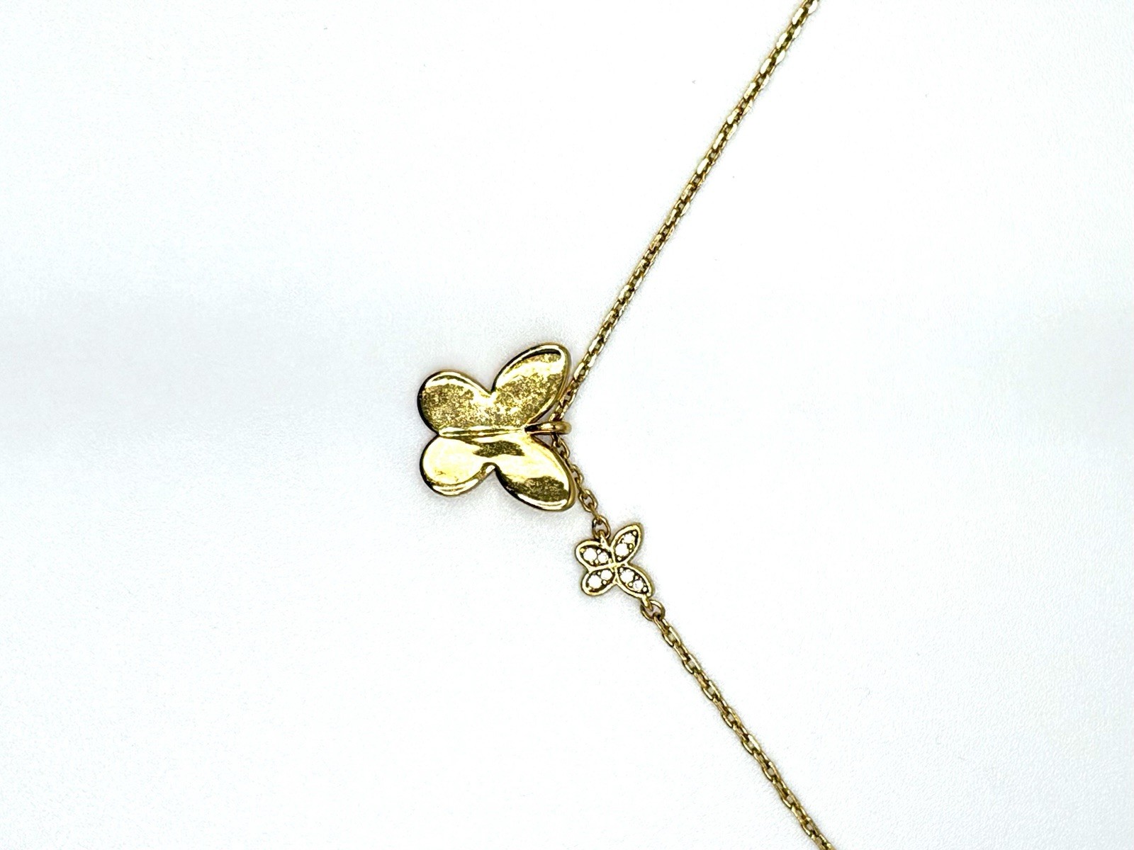 Kate Spade New York Gold Tone Butterfly Charm Pendant Crystal Adjustable Chain