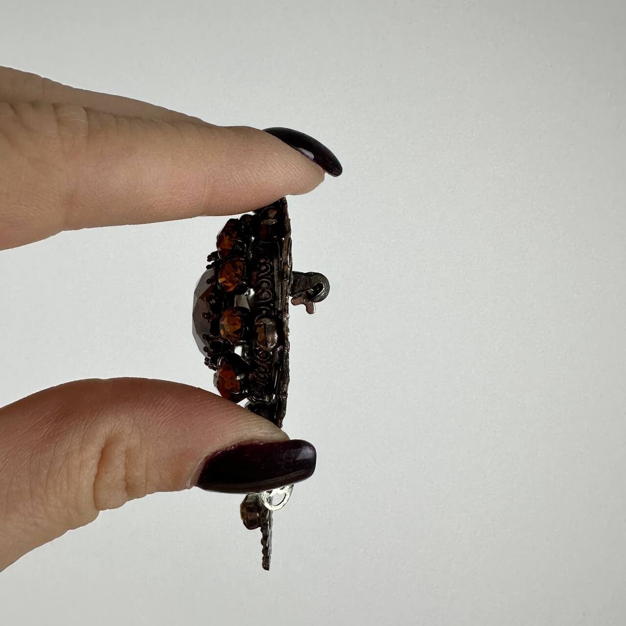Vintage brooch – USSR jewelry – soviet orange stone – Czech Republic